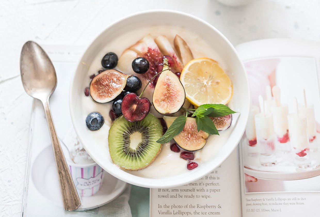 White ceramic plate with fruit